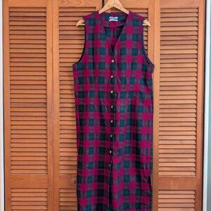 Vintage Pendleton Red Plaid Wool Dress – Long & Sleeveless